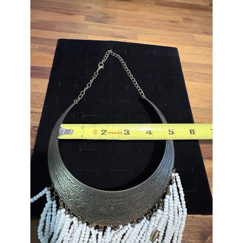 Bib Necklace Resin Seed Beads Tassel Tribal African Long Fringe Boho Festival - Picture 11 of 15